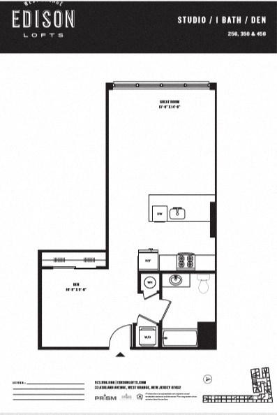 a floor plan of a studio apartment